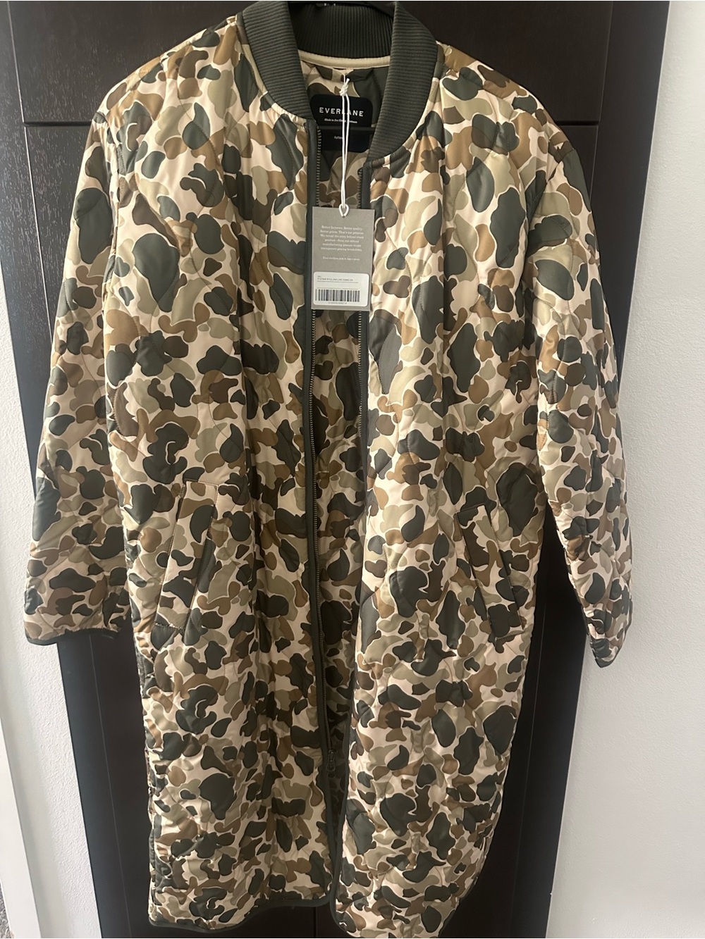 Everlane Women’s Olive Camo Quilted Bomber Jacket, BNWT